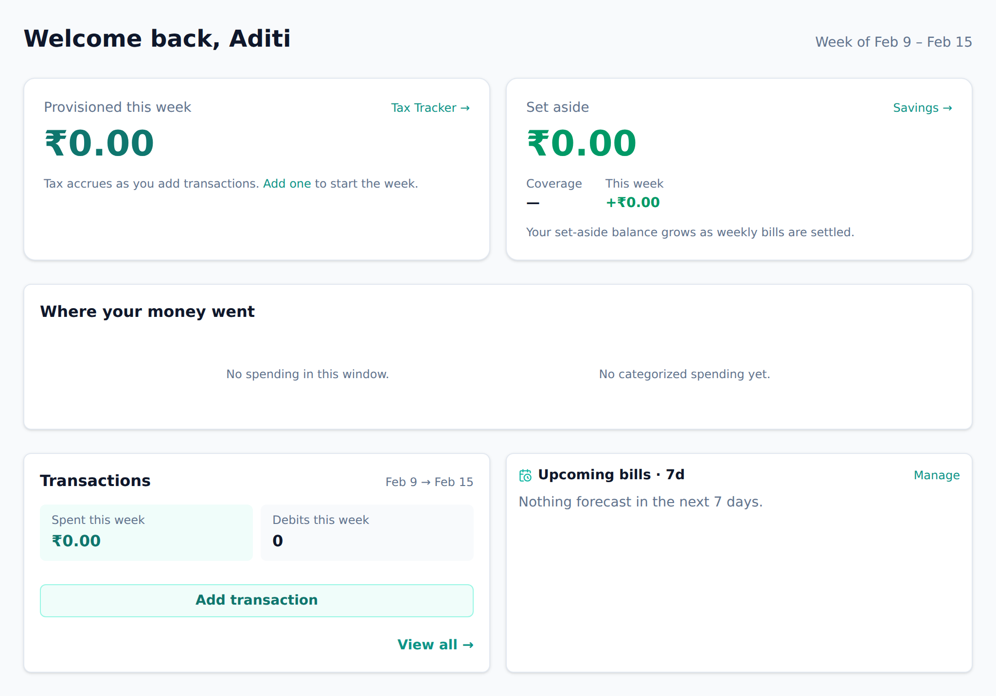 Your Aevum dashboard