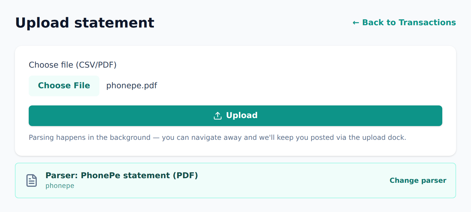 Importing a statement